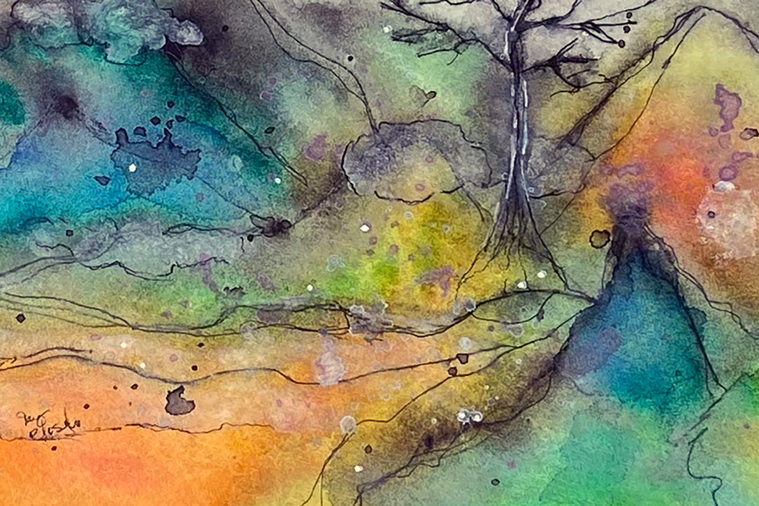 Watercolor, Gouache, Acrylic and Ink Original Painting