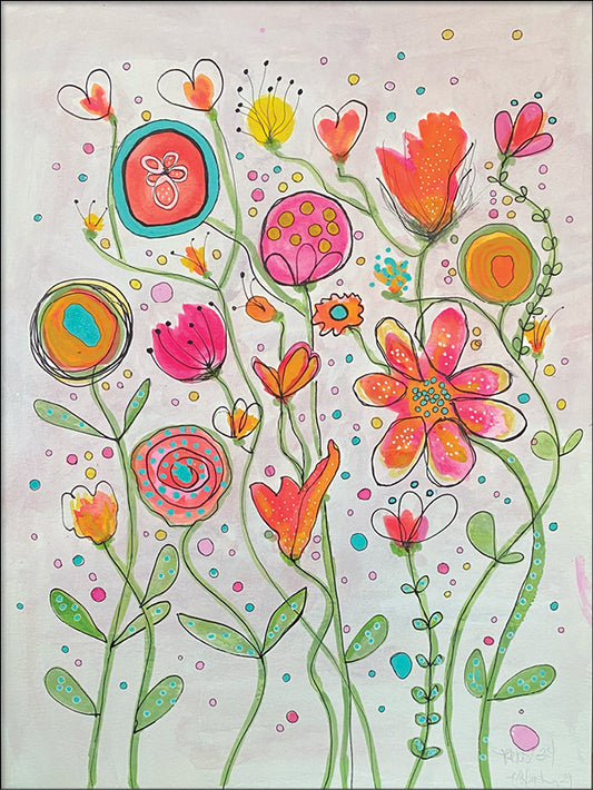 Wild Flowers in a Whimsical Garden Giclee Print