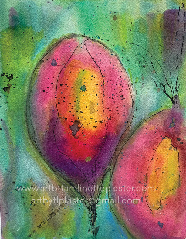 Watercolor Tulips Original Painting