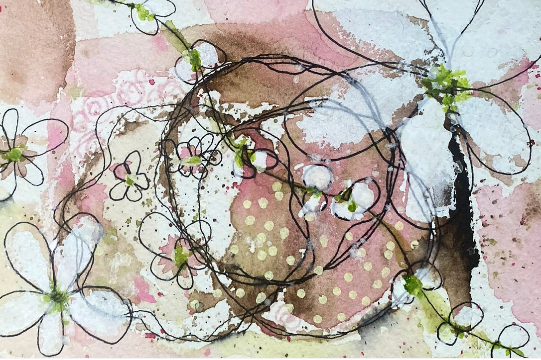 Zentangle Abstract Original Watercolor & Gouache Art