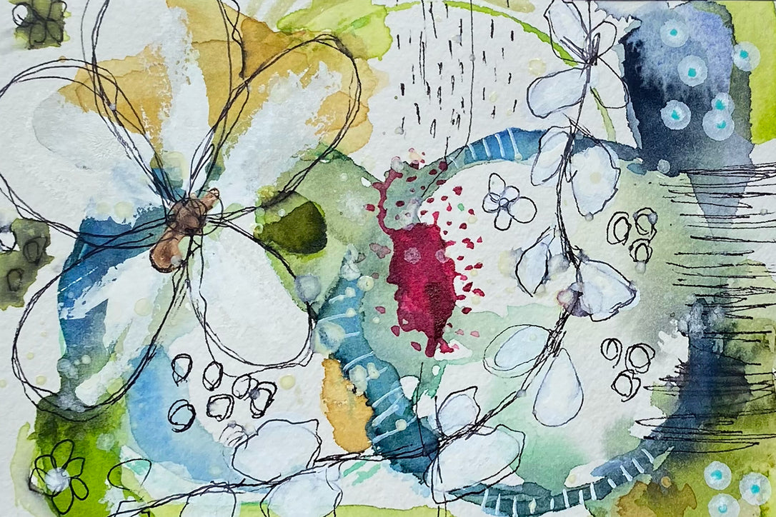 Zentangle Abstract Original Watercolor & Gouache Art