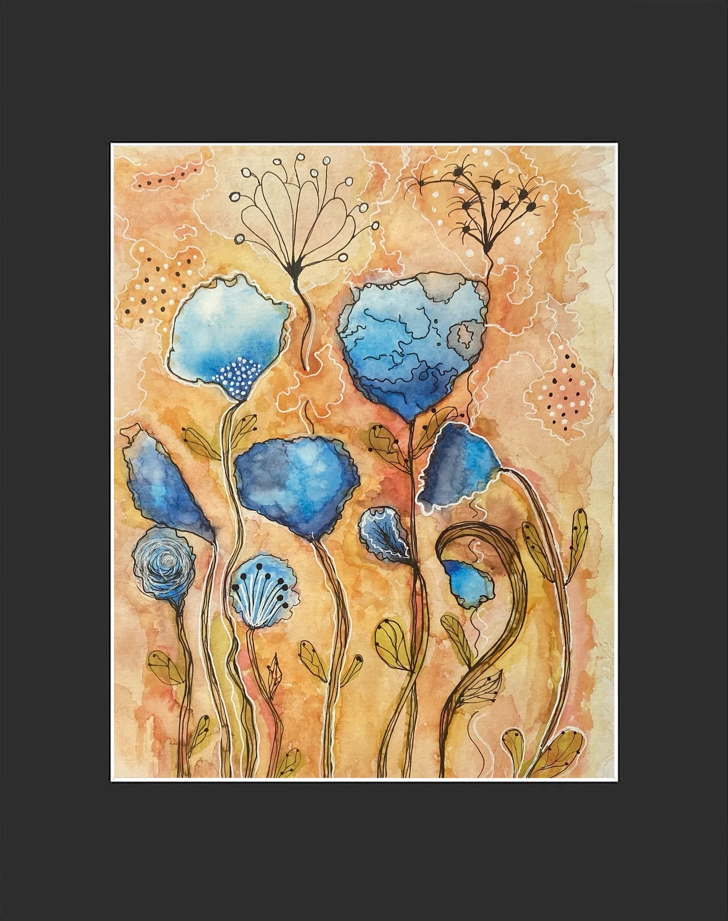 Flowers in Blue Original Painting