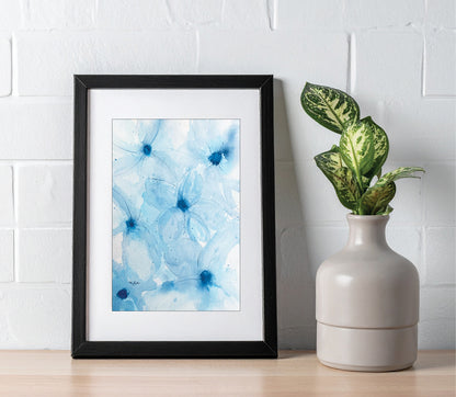 Blue Abstract Blooms Original Watercolor Painting