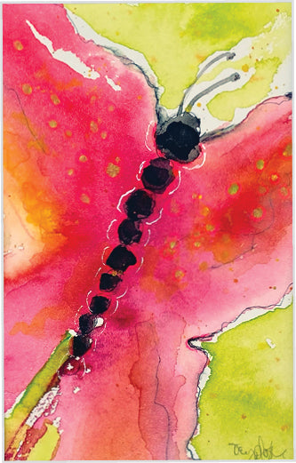 Pink Butterfly Watercolor Original Painting