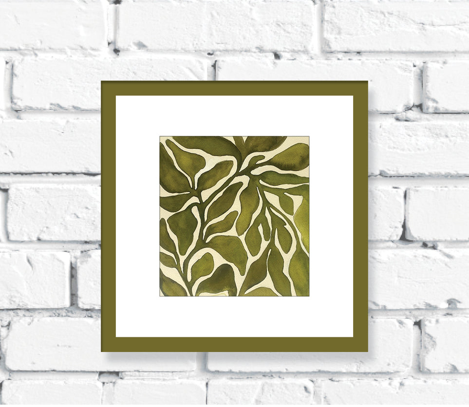 Green Abstract Foliage Original Watercolor &  Gouache Painting
