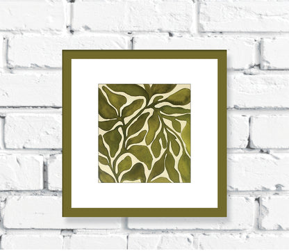 Green Abstract Foliage Original Watercolor &  Gouache Painting
