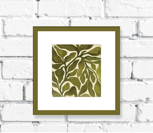 Green Abstract Foliage Original Watercolor &  Gouache Painting