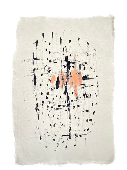 Abstract Primal Original Art on Handmade Paper