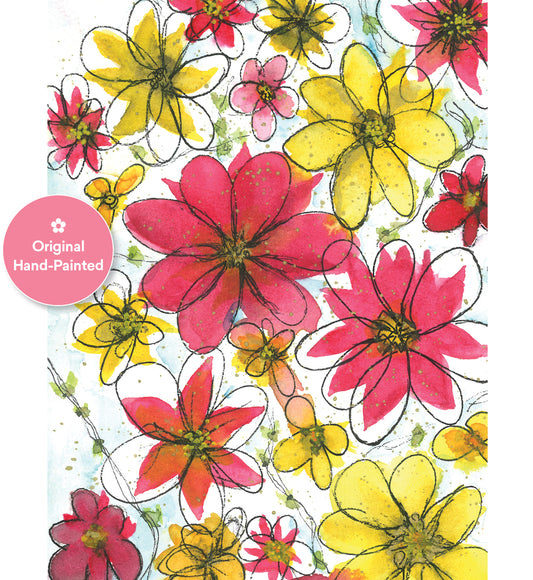Pink and Yellow Wildflowers No. 2 Original Painting