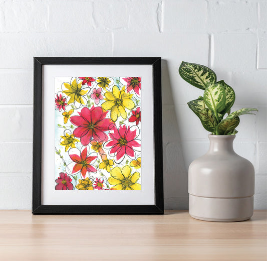 Pink and Yellow Wildflowers No. 2 Print