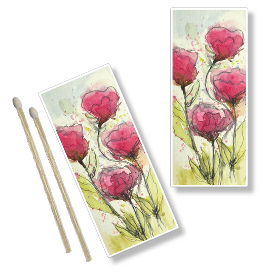 Decorative Matchbox in Fushia Blooms