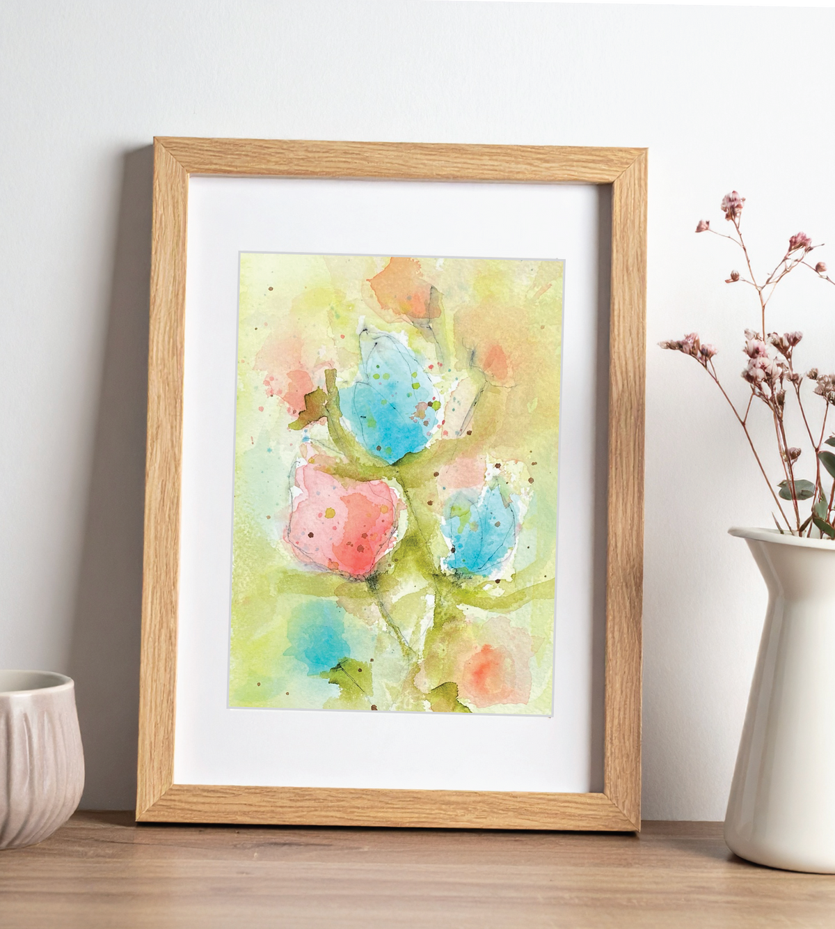 Pastel Flowers Watercolor Original Painting