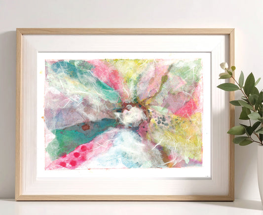 Mixed Media Abstract Flower Original Art