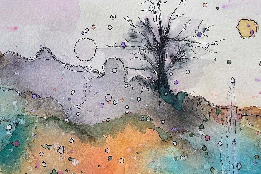 Watercolor, Gouache, Acrylic and Ink Original Painting