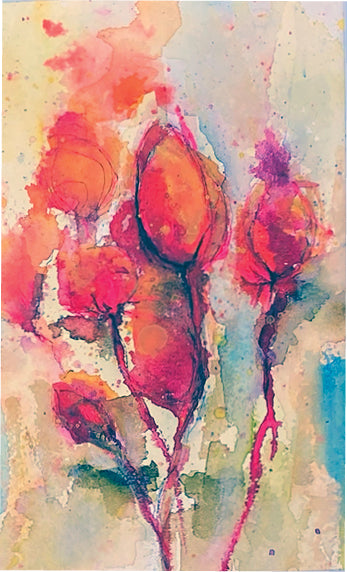 Vibrant Abstract Flower Original Watercolor Painting