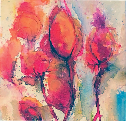 Vibrant Abstract Flower Original Watercolor Painting