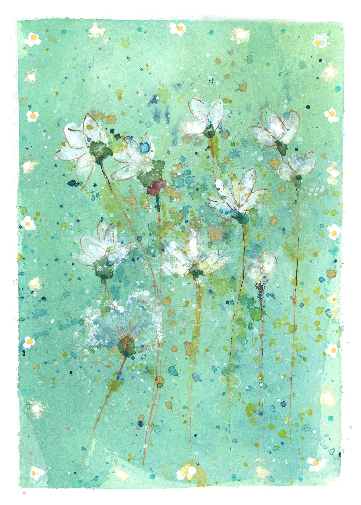 White Wild Flowers Original Painting