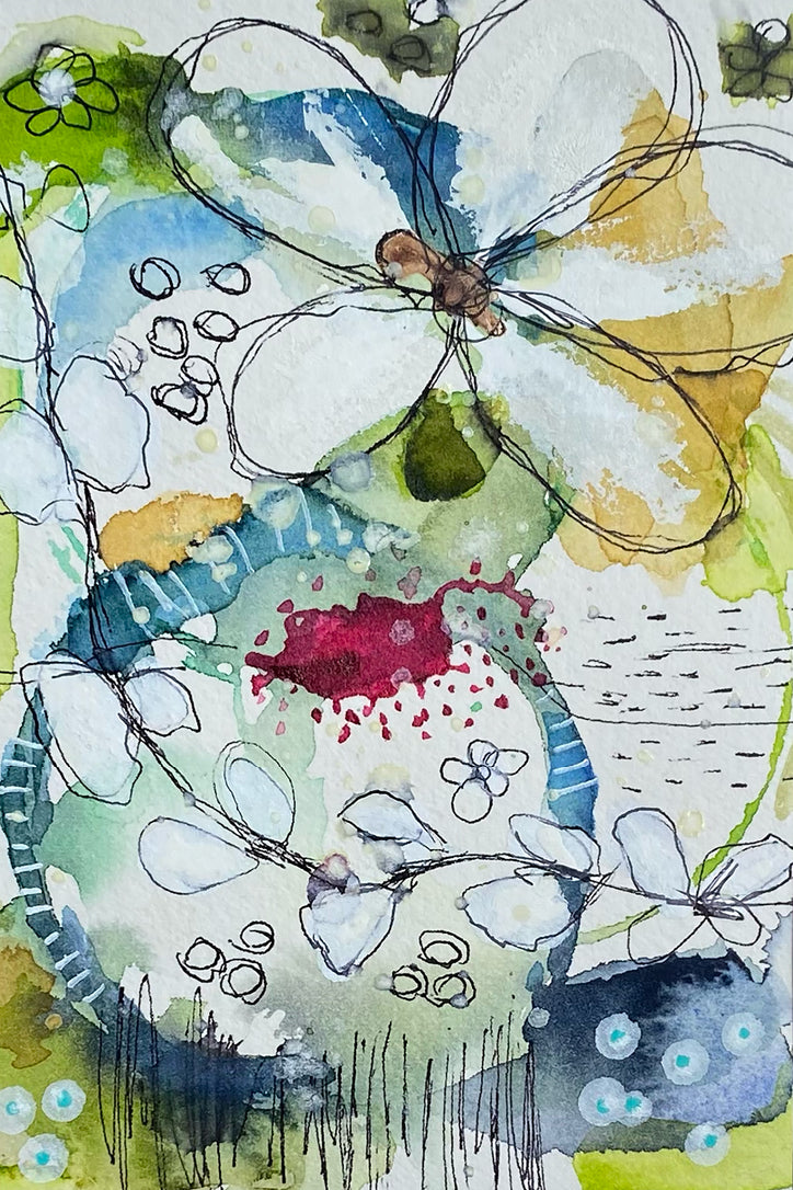 Zentangle Abstract Original Watercolor & Gouache Art