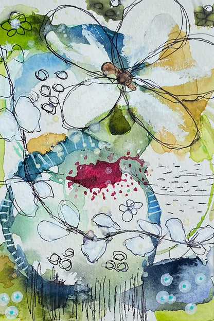 Zentangle Abstract Original Watercolor & Gouache Art
