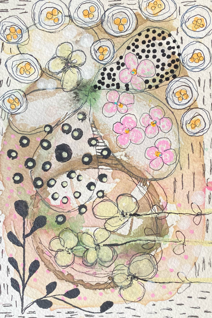 Zentangle Abstract Original Watercolor & Gouache Art