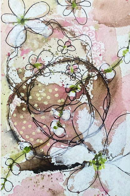 Zentangle Abstract Original Watercolor & Gouache Art