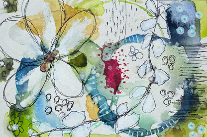 Zentangle Abstract Original Watercolor & Gouache Art